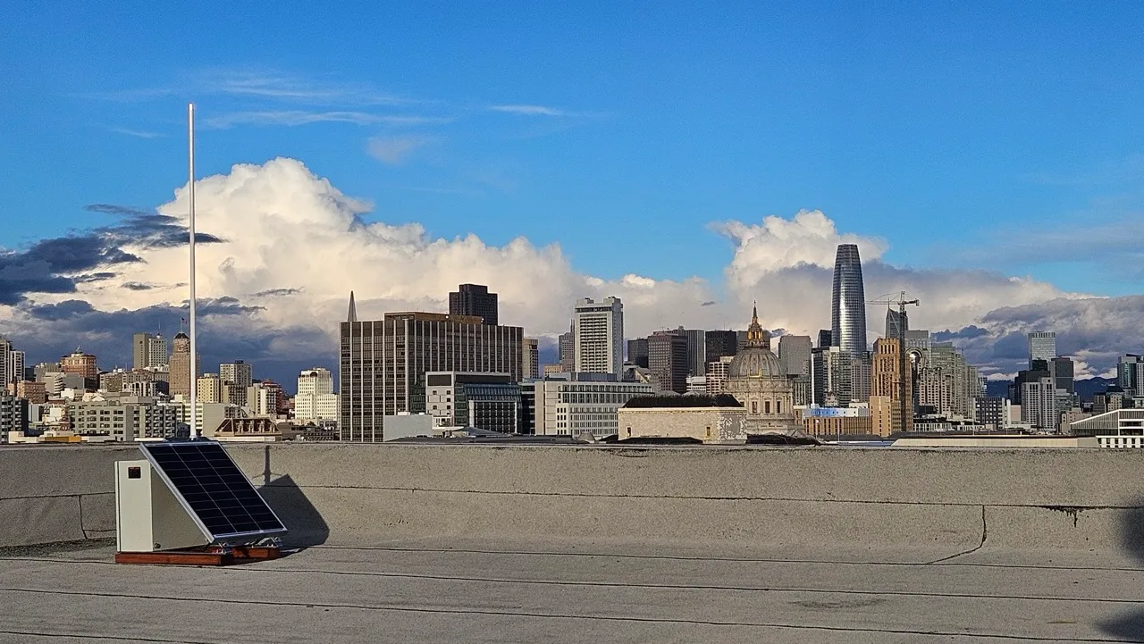 A rooftop view in San Francisco, representing long-range line-of-sight radio links.